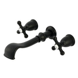 Two-Handle 3-Hole Wall Mount Tub Faucet, Matte Black