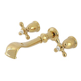 Two-Handle 3-Hole Wall Mount Tub Faucet, Polished Brass