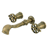 Belknap Two-Handle 3-Hole Wall Mount Tub Faucet, Antique Brass