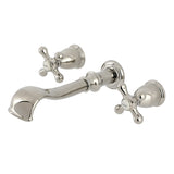 Two-Handle 3-Hole Wall Mount Tub Faucet, Polished Nickel
