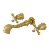 Two-Handle 3-Hole Wall Mount Tub Faucet, Brushed Brass