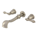 Two-Handle 3-Hole Wall Mount Tub Faucet, Brushed Nickel