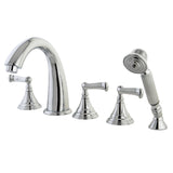 Royale Three-Handle 5-Hole Deck Mount Roman Tub Faucet with Hand Shower, Polished Chrome