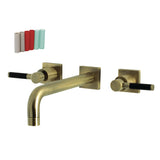 Kaiser Two-Handle 3-Hole Wall Mount Tub Faucet, Antique Brass