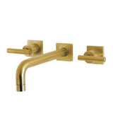 Manhattan Two-Handle 3-Hole Wall Mount Tub Faucet, Brushed Brass