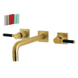 Kaiser Two-Handle 3-Hole Wall Mount Tub Faucet, Brushed Brass