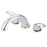Two-Handle 3-Hole Deck Mount Roman Tub Faucet, Polished Chrome/Polished Brass