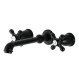 English Country Two-Handle 3-Hole Wall Mount Tub Faucet, Matte Black