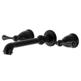 English Country Two-Handle 3-Hole Wall Mount Tub Faucet, Matte Black