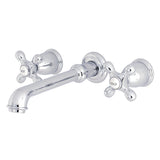 English Country Two-Handle 3-Hole Wall Mount Tub Faucet, Polished Chrome