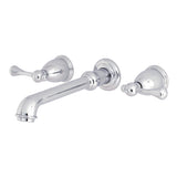 English Country Two-Handle 3-Hole Wall Mount Tub Faucet, Polished Chrome