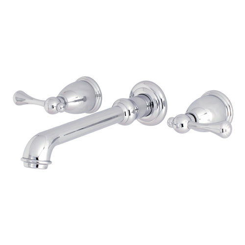 English Country Two-Handle 3-Hole Wall Mount Tub Faucet, Polished Chrome