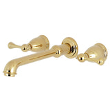 English Country Two-Handle 3-Hole Wall Mount Tub Faucet, Polished Brass