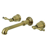 Naples Two-Handle 3-Hole Wall Mount Tub Faucet, Antique Brass