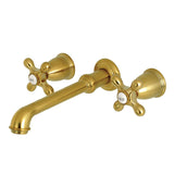 English Country Two-Handle 3-Hole Wall Mount Tub Faucet, Brushed Brass