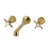 Essex Two-Handle 3-Hole Wall Mount Tub Faucet, Brushed Brass