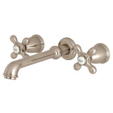 English Country Two-Handle 3-Hole Wall Mount Tub Faucet, Brushed Nickel