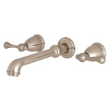 English Country Two-Handle 3-Hole Wall Mount Tub Faucet, Brushed Nickel