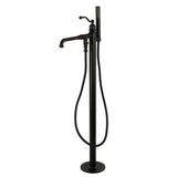 English Country Single-Handle 1-Hole Freestanding Tub Faucet with Hand Shower, Matte Black