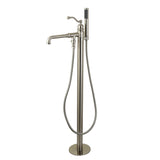 English Country Single-Handle 1-Hole Freestanding Tub Faucet with Hand Shower, Brushed Nickel