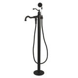 English Country Single-Handle 1-Hole Freestanding Tub Faucet with Hand Shower, Matte Black