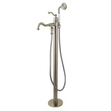 English Country Single-Handle 1-Hole Freestanding Tub Faucet with Hand Shower, Brushed Nickel