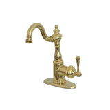 English Vintage One-Handle 1-Hole Deck Mount Bar Faucet, Polished Brass