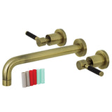 Kaiser Two-Handle 3-Hole Wall Mount Tub Faucet, Antique Brass