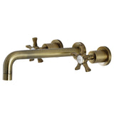 Hamilton Two-Handle 3-Hole Wall Mount Tub Faucet, Antique Brass