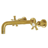 Hamilton Two-Handle 3-Hole Wall Mount Tub Faucet, Brushed Brass