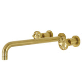 Belknap Two-Handle 3-Hole Wall Mount Tub Faucet, Brushed Brass