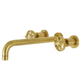 Belknap Two-Handle 3-Hole Wall Mount Tub Faucet, Brushed Brass