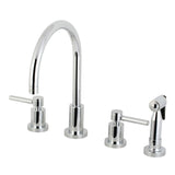 Concord Double-Handle 4-Hole Widespread Kitchen Faucet with Brass Sprayer, Polished Chrome