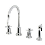 Concord Double-Handle 4-Hole Widespread Kitchen Faucet with Brass Sprayer, Polished Chrome