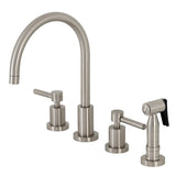 Concord Double-Handle 4-Hole Widespread Kitchen Faucet with Brass Sprayer, Brushed Nickel