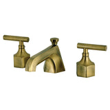 Navei Two-Handle 3-Hole Deck Mount Widespread Bathroom Faucet with Brass Pop-Up, Antique Brass
