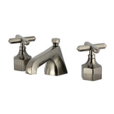 Navei Two-Handle 3-Hole Deck Mount Widespread Bathroom Faucet with Brass Pop-Up, Black Stainless