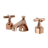 Navei Two-Handle 3-Hole Deck Mount Widespread Bathroom Faucet with Brass Pop-Up, Rose Gold
