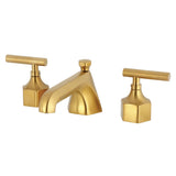 Navei Two-Handle 3-Hole Deck Mount Widespread Bathroom Faucet with Brass Pop-Up, Brushed Gold