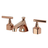 Navei Two-Handle 3-Hole Deck Mount Widespread Bathroom Faucet with Brass Pop-Up, Rose Gold