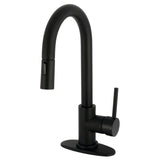 Concord One-Handle 1-Hole Deck Mount Bar Faucet with Pull Down Sprayer, Matte Black