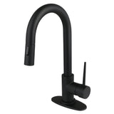 New York One-Handle 1-Hole Deck Mount Bar Faucet with Pull Down Sprayer, Matte Black
