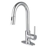 Concord One-Handle 1-Hole Deck Mount Bar Faucet with Pull Down Sprayer, Polished Chrome