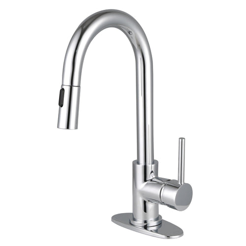 Concord One-Handle 1-Hole Deck Mount Bar Faucet with Pull Down Sprayer, Polished Chrome
