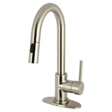 Concord One-Handle 1-Hole Deck Mount Bar Faucet with Pull Down Sprayer, Brushed Nickel