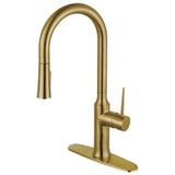 New York Single-Handle Pull-Down Kitchen Faucet, Brushed Brass