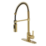 Continental Single-Handle 1-Hole Deck Mount Pre-Rinse Kitchen Faucet, Brushed Brass