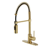 Concord Single-Handle 1-Hole Deck Mount Pre-Rinse Kitchen Faucet, Brushed Brass