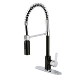 Continental Single-Handle 1-Hole Deck Mount Pre-Rinse Kitchen Faucet, Matte Black/Polished Chrome