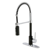 Concord Single-Handle 1-Hole Deck Mount Pre-Rinse Kitchen Faucet, Matte Black/Polished Chrome